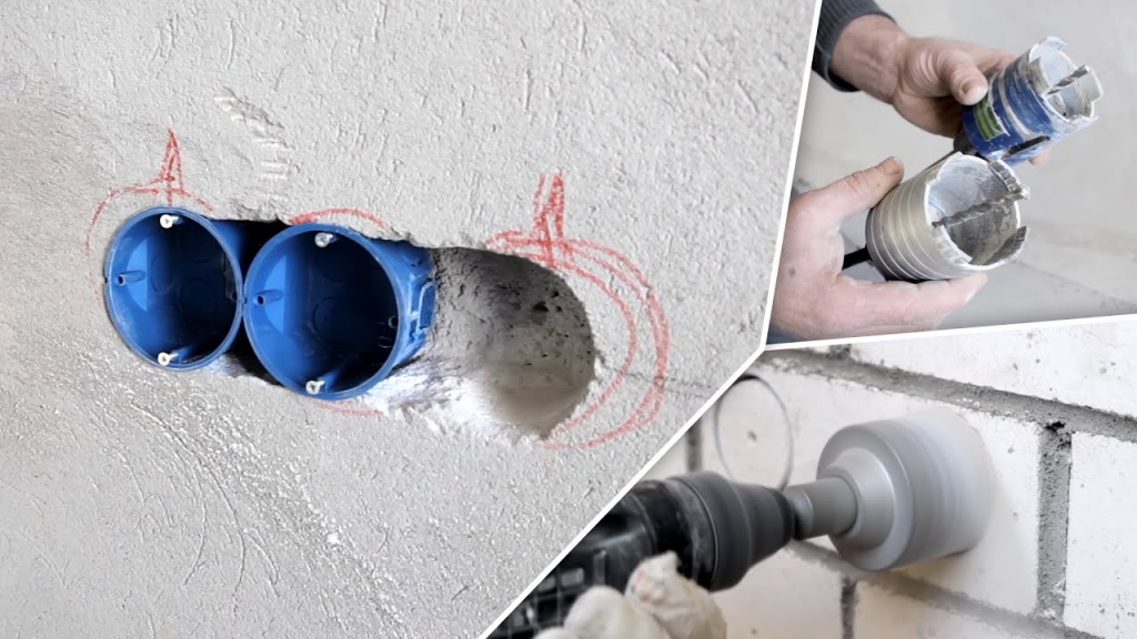 Как сверлить коронкой по бетону для розетки